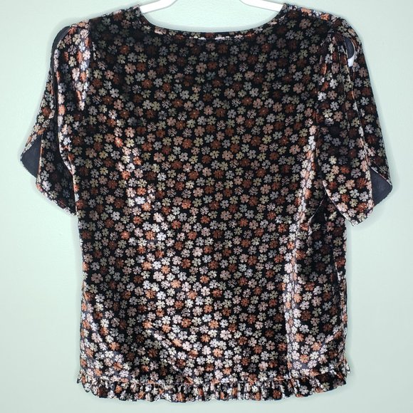 MADEWELL Velvet Tulip-Sleeve Ruffle Top S NWT - Picture 5 of 7